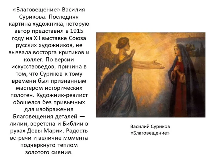 картина о празднике Благовещения